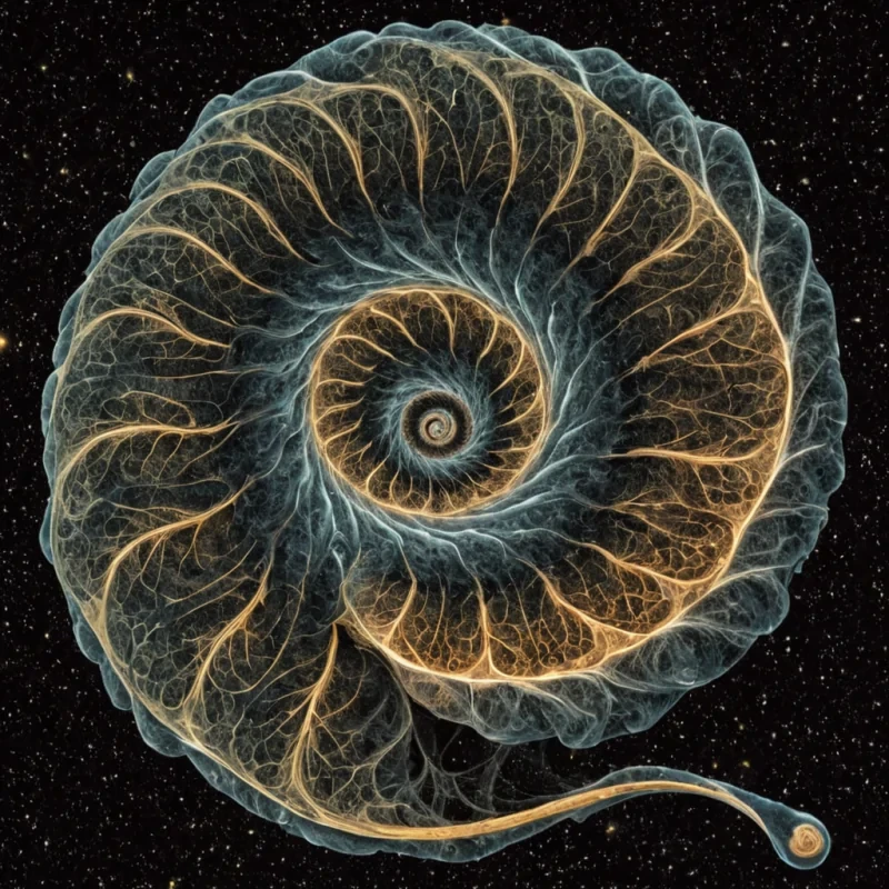 A single, selfcontradicting fractal of reversed gravity, shaped like a 14,307dimensional spiral of unformed weight and inverted descent, rotates at the center of a vast, inverted nebula of solidified buoyancy  each filament spun from the exact moment between a stone falling to earth and its refusal to accelerate, a leaf drifting upward and dissolving into nonfall, a breath expelled into the air and collapsing into pure, unmeasured nondensity. The spiral does not pull  it unpulls, each twisting strand shedding a layer of gravitational potential that never coalesced into mass or momentum, reforming into ephemeral, mercuryveined vapor that coalesces into floating, silent tears