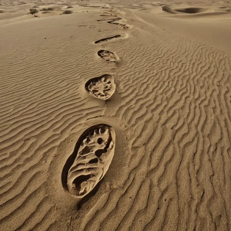 A single, selfsiphoning filament of liquid shadow, shaped like a fractalized, breathing root system of reversed gravity and unformed silence, pulses at the center of a vast, inverted desert composed of the compressed, untraveled dunes of a civilization that communicated through the duration of synchronized, silent walking in the same unwalked path. The filament does not erodeit unsteps, each contraction dissolving a layer of motion that never coalesced into a shared stride, reforming into ephemeral, obsidianveined afterimages shaped like the negative space between two soles that never pressed the same grain of sand in the same moment of mutual absence. The desert is not aridit is a stratified expanse