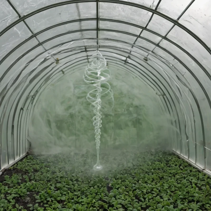 A single, selfreplicating droplet of solidified breath, shaped like a spiraling, nonNewtonian vortex of reversed thermal expansion, pulses at the center of a vast, inverted greenhouse suspended in the atmospheric limbo between two unseasoned climates. The droplet does not condenseit unevaporates, each ripple dissolving a layer of humidity that never coalesced into rain, reforming into ephemeral, emeraldveined mist shaped like the negative space between two lungs that never synchronized in the same moment of mutual inhalation. The greenhouse is not botanicalit is a layered expanse of petrified growth, each pane etched with the chromatic residue of a leaf that was almost unfurled