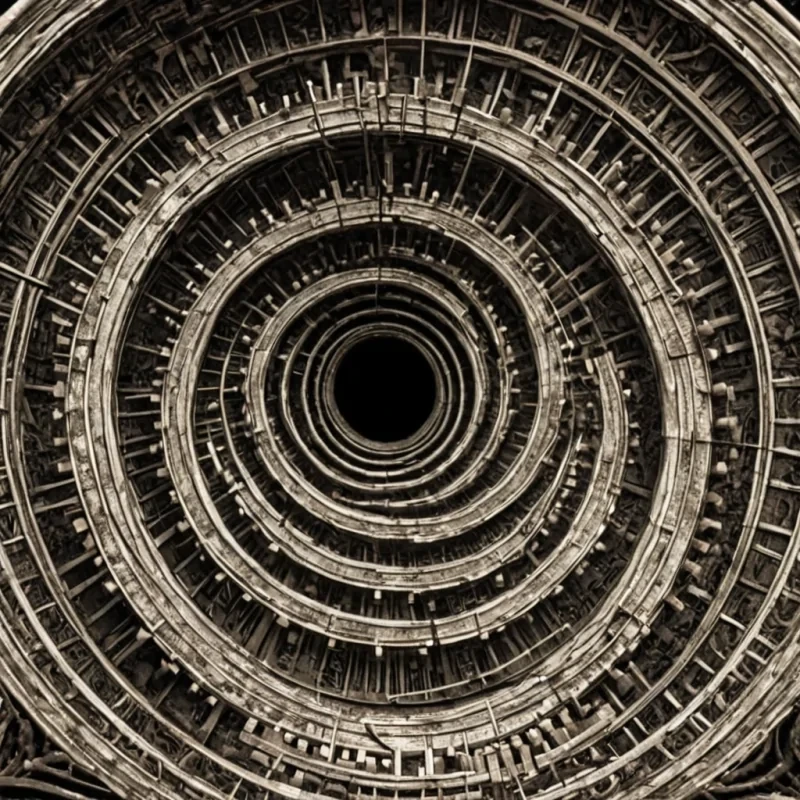 A single, selfsilencing spiral of reversed resonance, shaped like a 3,001dimensional vortex of unformed vibration and inverted frequency, rotates at the center of a vast, inverted cathedral of solidified music  each pillar carved from the exact moment between a note being played and its refusal to resonate, a chord being struck and dissolving into nonharmonic stillness, a voice rising and collapsing into pure, unmeasured silence. The spiral does not conduct sound  it unconducts it, each spiraling filament shedding a layer of auditory potential that never coalesced into shared rhythm, reforming into ephemeral, opalthreaded afterimages shaped like the negative space between two lips that never parted to sing. The