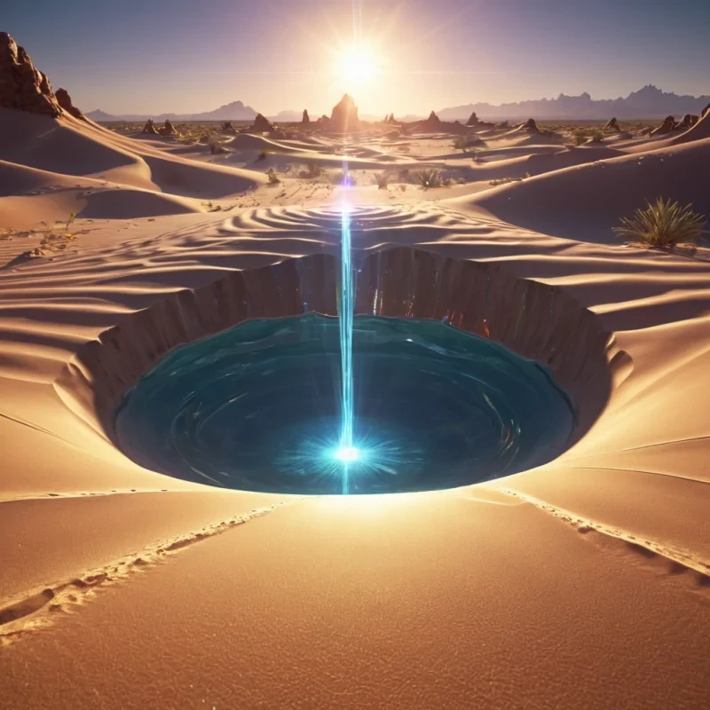 A hyperrealistic, 4K, ultra HD, crystalline desert oasis, its geometric structures rising from the shimmering, iridescent sands. Volumetric lighting from a distant, pulsating, celestial core etches the oasiss ethereal, labyrinthine architecture, casting intricate, dynamic, prismatic shadows on the inverted, reflective dunes. Cinematic lighting bathes the scene in vibrant, opalescent hues, with lens flare emphasizing the oasiss central, radiant, crystalline fountain, pulsating with captive, alien, thermal energy. Photorealistic, fractal, crystalline formations unfurl ultra HD, zero gravity, aerodynamic ecosystems, creating a surreal, otherworldly paradise.