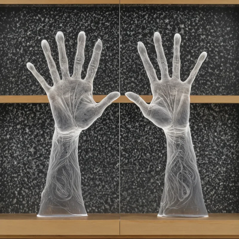 A single, selfsynthesizing filament of solidified timedust, shaped like a spiraling, nonchronological braid of reversed memoryparticles, pulses at the center of a vast, inverted archive of forgotten gestures suspended in the thermal gradient between two dormant stars. The filament does not recordit unremembers, each twist unraveling a layer of motion that never occurred, reforming into ephemeral, prismatic handprints shaped like the negative space between two palms that never touched in the same moment of unspoken understanding. The archive is not historicalit is a layered expanse of petrified intention, each shelf etched with the thermodynamic residue of a handshake that was almost given, its surface shimmering with the