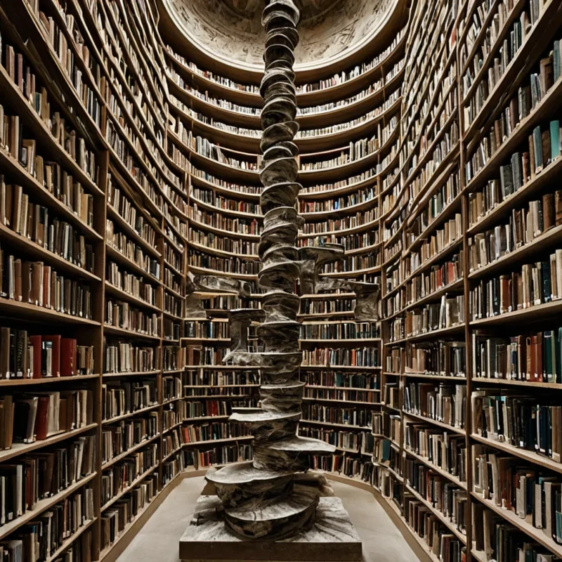 A single, selfreplicating glyph of reversed gravity, shaped like a crystalline spiral of inverted linguistic weight, floats at the center of a vast, inverted library built from the compressed, unspoken names of a civilization that communicated through the duration of synchronized, silent forgetting of the same unpronounced word. The glyph does not inscribeit unnames, each rotation dissolving a layer of meaning that never coalesced into a shared vocabulary, reforming into ephemeral, obsidianveined afterimages shaped like the negative space between two tongues that never formed the same sound in the same moment of mutual silence. The library is not archivalit is a stratified expanse of petrified silence, each shelf a fossilized moment