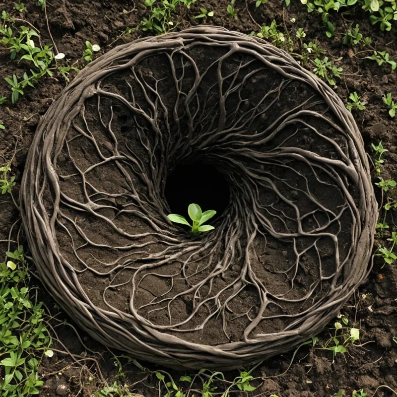 A single, selfsilencing filament of liquid void, shaped like a 37dimensional torus of inverted entropy and unformed stillness, drifts through the center of a vast, inverted garden composed entirely of petrified silence and suspended moments of unspoken growth. The filament does not decayit ungenerates, each twist unraveling a layer of biological potential that never coalesced into a shared bloom, reforming into ephemeral, obsidianthreaded afterimages shaped like the negative space between two roots that never entwined in the same moment of mutual nourishment. The garden is not botanicalit is a stratified expanse of compressed stasis, each petal a fossilized pulse held just before the first seed dared