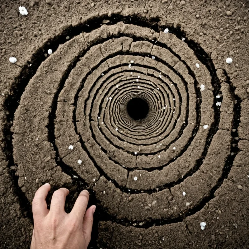 A single, selfsilencing constellation of inverted curiosity, shaped like a 3,891dimensional spiral of unformed inquiry and reversed wonder, drifts through the center of a vast, inverted greenhouse of solidified hesitation  each petal carved from the exact moment between a question forming in the mind and its refusal to be voiced, a hand reaching for a door and dissolving into nontactile emptiness, a seed germinating in soil and collapsing into pure, unmeasured nongrowth. The constellation does not ask questions  it unasks them, each twisting filament shedding a layer of epistemic potential that never coalesced into conscious pursuit, reforming into ephemeral, topazthreaded afterimages shaped