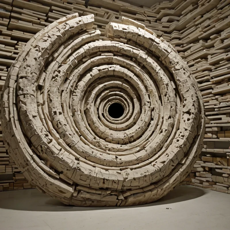 A single, selferoding glyph of inverted memory, shaped like a 103dimensional spiral of unformed recollection and reversed nostalgia, floats at the center of a vast, inverted archive of solidified forgettingeach shelf carved from the petrified instant between a name spoken and its refusal to be heard, a face remembered and its sudden dissolution into blankness, a moment lived and its silent unraveling into pure absence. The glyph does not recallit unremembers, each trembling stroke shedding a layer of mnemonic potential that never coalesced into a shared past, reforming into ephemeral, sapphireveined afterimages shaped like the negative space between two hands that never held a photograph, suspended in the breath of a