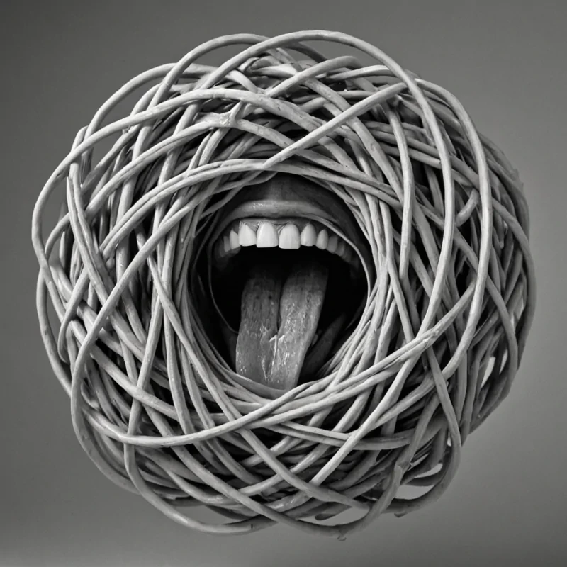 A single, selfunfolding thread of reversed laughter, shaped like a 1,001,000,000,000,000,000,000dimensional tangle of unformed mirth and inverted joy, pulses through the hollow core of a vast, inverted theater of solidified silence. Each knot is spun from the exact moment between a chuckle forming in the throat and its refusal to echo, a smile cracking across lips and dissolving into nonexpression, a heartbeat syncing with the rhythm of a forgotten joke and collapsing into pure, unmeasured nonhumor. The thread does not carry laughterit uncarries it, each unraveling loop shedding a layer of emotional
