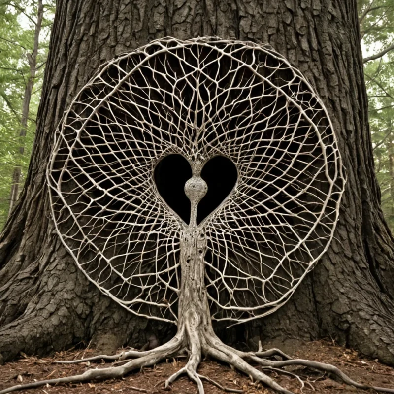 A single, selfresonating lattice of inverted time, shaped like a 43dimensional web of unformed anticipation and reversed chronology, hovers at the center of a vast, inverted forest of solidified breatheach tree carved from the petrified moment between a sigh and a gasp, a heartbeat and a pause, a thought forming and a thought dissolving in a civilization that measured consciousness not by awareness, but by the duration of synchronized, breathless nonexistence held just before the first neuron was ever permitted to fire in a world where thought was not forbidden, but never initiated. The lattice does not pulseit unthinks, each fractal strand shedding a layer of cognitive potential that never coalesced into a shared