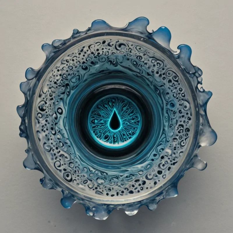 A single, selfsynthesizing bloom of bioluminescent ink unfurls in the center of a floating, inverted inkwell carved from the solidified tears of a scribe who never wrote, its petals not organic but woven from the chromatic residue of a sentence composed in the language of forgotten alphabets. The bloom does not unfurlit refolds with each breath, retracting a millennium of ink into its core, condensing into a dense, cobalt spiral that resonates with the harmonic frequency of a comma left hanging in the void between two ideas that never collided. The inkwells rim is not metalit is a fractured crown of petrified inspiration, each facet etched with the thermal afterimage of a