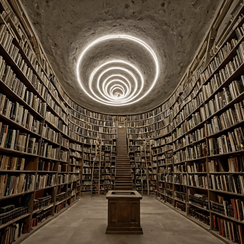 A single, selfilluminating filament of solidified stardust, shaped like a coiled, inverted helix of unbroken light, pulses at the center of a vast, still library built not from books, but from the accumulated, unrecorded moments of a civilization that communicated through the geometry of forgotten gestures. The filament does not glowit unremembers, each pulse dissolving a layer of time that never happened, revealing a hollow core shaped like the negative space between two hands that never touched in the same breath. The library is not wood or stoneit is a layered expanse of petrified silence from a million unshared glances, each shelf etched with the thermal residue of a thought that was almost formed in