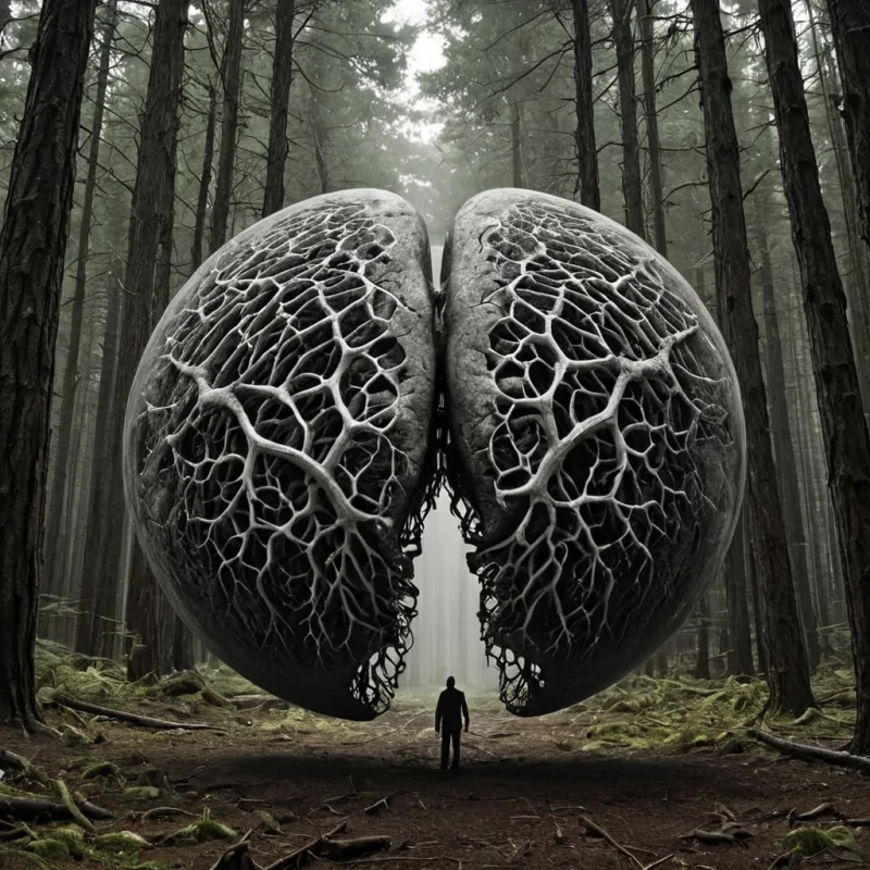 A single, selfsilencing sphere of inverted empathy, shaped like a pulsating, nonreflective orb of compressed emotional resonance, hovers at the center of a vast, inverted forest of solidified breaths, each tree a fossilized exhalation from a civilization that communicated through the duration of synchronized, silent holding of the same unbreathed breath. The sphere does not absorbit unfeels, each contraction dissolving a layer of shared sentiment that never coalesced into a mutual understanding, reforming into ephemeral, opalveined afterimages shaped like the negative space between two lungs that never expanded in unison during the same moment of mutual breathlessness. The forest is not botanicalit is a stratified ex