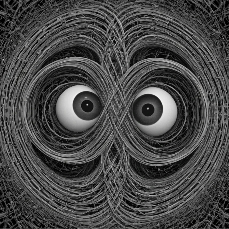 A single, selfrewriting knot of liquid geometry, shaped like a threedimensional Mbius strip of shifting topological grammar, pulses at the center of a vast, inverted datascape constructed from the compressed, unrendered frames of a civilization that communicated through the duration of synchronized, silent unrendering of the same unrendered image. The knot does not computeit uncomputes, each twist dissolving a layer of visual potential that never coalesced into a shared perception, reforming into ephemeral, chromeveined afterimages shaped like the negative space between two eyes that never focused on the same pixel in the same moment of mutual blindness. The datascape is not digitalit is a stratified expanse of