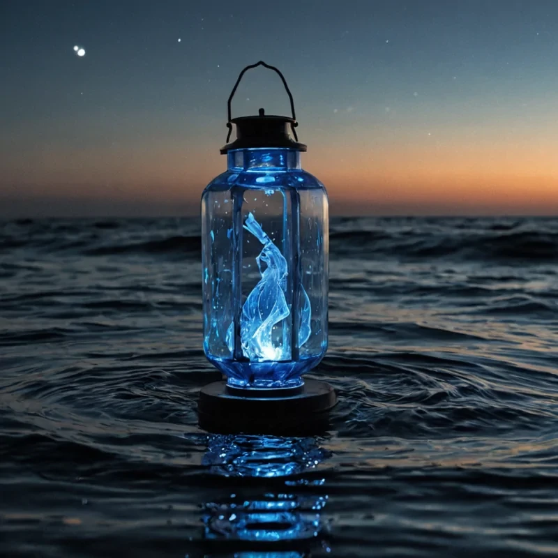 A single, hummingbirdsized lantern made of solidified starlight drifts through the center of a vast, inverted ocean of liquid time, its glass not transparent but a deep, shifting indigo that reveals the faint, ghostly outlines of moments not yet lived. The lantern does not burnit pulses with a soft, internal resonance that slows the flow of the surrounding ocean, creating ripples that ripple backward, revealing the exact moment a decision was about to be made, frozen midchoosing. The ocean is not waterit is a dense, viscous fluid of compressed potential, each wave shaped like the negative space between two futures that never collided. The lanterns wick is not threadit is a single, coiled strand of forgotten breath