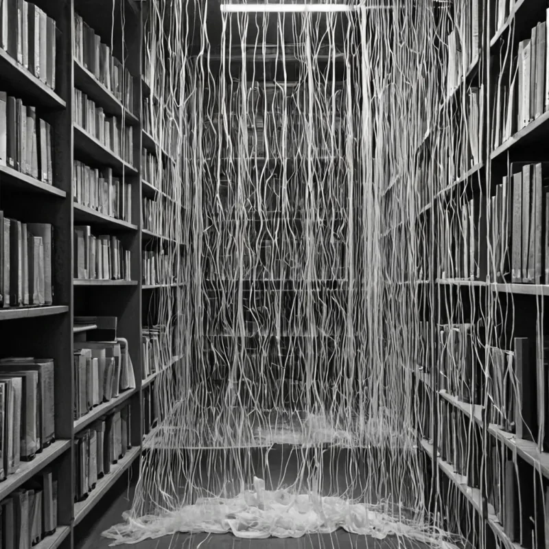 A single, selffragmenting thread of liquid memory seeps through the core of a floating, inverted archive of unrecorded breaths suspended in the vacuum between two collapsing moments of breathless anticipation. The thread does not flowit unrecalls, each droplet dissolving a memory into its original silence, releasing a wave of zeroentropy forgetting that fractures the fabric of recollection into a drifting mist of translucent, geometric sighs, each one etched with the chromatic afterimage of a voice that never spoke in a world that never listened. The archives shelves are not made of woodthey are woven from the thermal residue of unexhaled words trapped between the ribs of a thousand neverborn confessions, each one a hollowed