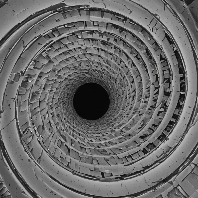 A single, selferoding archive of inverted silence, shaped like a 247dimensional spiral of unformed memory and reversed documentation, drifts through the center of a vast, inverted observatory of solidified observationeach telescope lens forged from the exact moment between a gaze being fixed and its refusal to perceive, a reflection forming and dissolving into nonreflective glass, a data stream transmitting and unraveling into pure, unrecorded void. The archive does not preserveit unpreserves, each crumbling fragment shedding a layer of epistemic potential that never coalesced into a shared record, reforming into ephemeral, chrysoprasethreaded afterimages shaped like the negative space between two eyes that never looked back