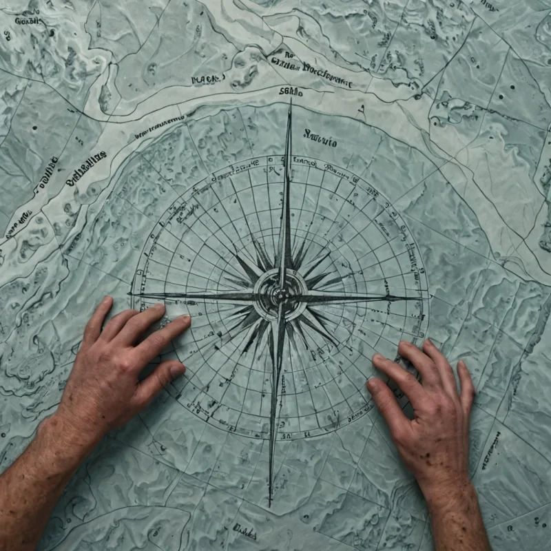 A single, selferoding archipelago of inverted cartography, shaped like a 237dimensional mosaic of unformed geography and reversed navigation, drifts at the center of a vast, inverted ocean of solidified directionlessnesseach atoll forged from the exact moment between a compass needle spinning and its refusal to point, a map being drawn and its sudden dissolution into blank parchment, a coastline forming and its unraveling into featureless, undulating mist. The archipelago does not chartit uncharts, each crumbling isle shedding a layer of spatial intent that never coalesced into a shared journey, reforming into ephemeral, malachitethreaded afterimages shaped like the negative space between two hands that never held