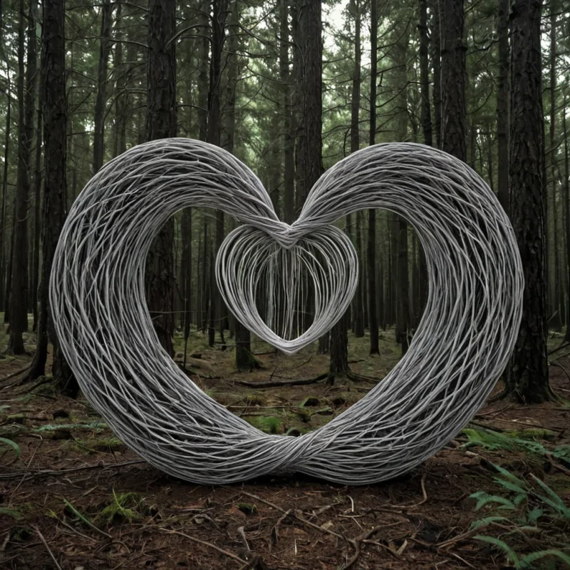 A single, selfilluminating knot of solidified silence, shaped like a 27dimensional Mbius torus woven from the inverted resonance of unspoken lullabies and unformed dreams, pulses at the center of a vast, inverted forest composed entirely of petrified breaths and suspended moments of unshared solitude. The knot does not emit lightit unwhispers, each contraction dissolving a layer of emotional potential that never coalesced into a shared sigh, reforming into ephemeral, moonstonethreaded afterimages shaped like the negative space between two hearts that never beat in sync during the same moment of mutual retreat. The forest is not botanicalit is a stratified expanse of compressed stillness, each tree