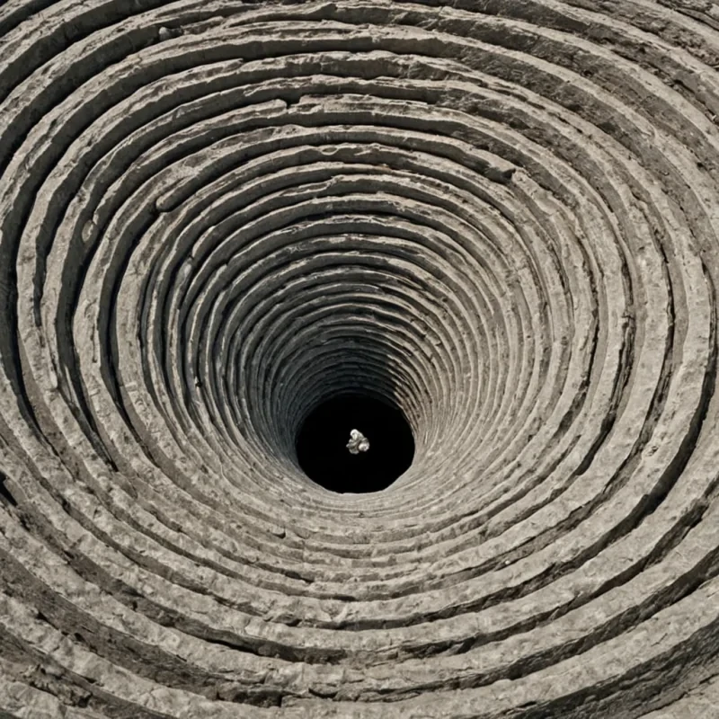 A single, selfsilencing column of reversed gravity, shaped like a 9,103dimensional vortex of unformed weight and inverted descent, rises from the center of a vast, inverted quarry of solidified levitationeach stratum carved from the exact moment between a stone being dropped and its refusal to fall, a bird taking flight and dissolving into nonaerodynamic stillness, a breath escaping and collapsing into pure, unmeasured suspension. The vortex does not pullit unpulls, each spiraling layer shedding a fragment of gravitational potential that never coalesced into measurable force, reforming into ephemeral, obsidianthreaded afterimages shaped like the negative space between two feet that never touched ground in a world