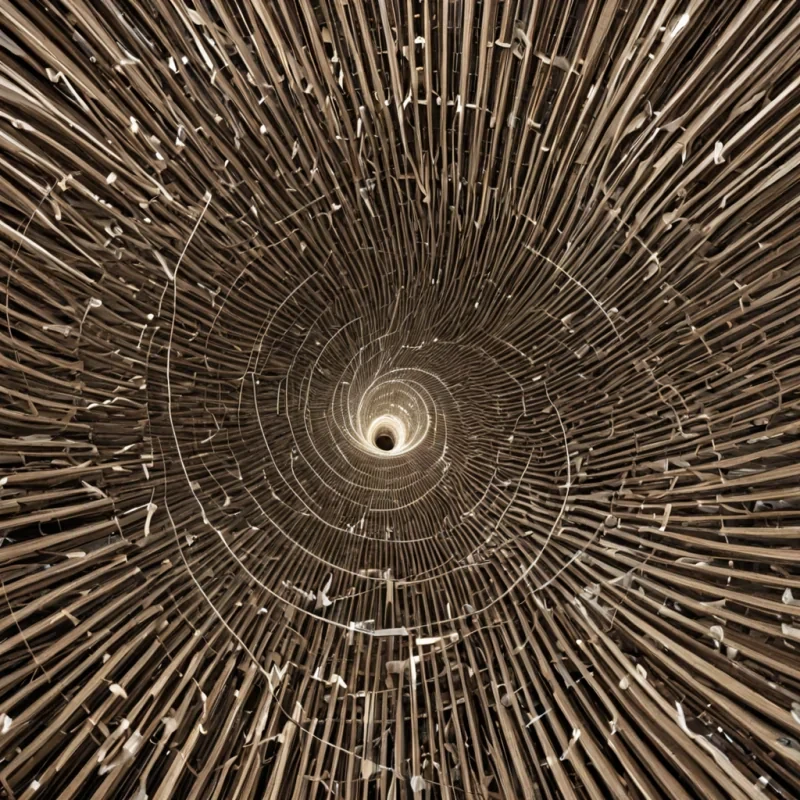 A single, selfilluminating filament of solidified quantum resonance, shaped like a spiraling, nonreflective lattice of reversed chroniton decay, pulses at the center of a vast, suspended archive of unrecorded melodies where the shelves are not made of wood or metal, but of the compressed, unplayed notes of a civilization that communicated through the duration of synchronized humming. The filament does not vibrateit unharmonizes, each twist dissolving a layer of tonal potential that never coalesced, reforming into ephemeral, iridescent soundwaves shaped like the negative space between two throats that never vibrated in the same moment of shared breath. The archive is not musicalit is a layered expanse of