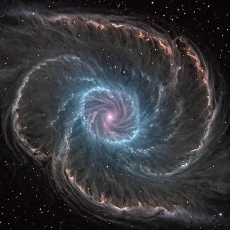 A single, selffragmenting filament of reversed light, shaped like a 589dimensional helix of unformed illumination and inverted radiance, drifts at the center of a vast, inverted nebula of solidified shadoweach swirling cloud carved from the exact moment between a star igniting and its refusal to burn, a photon traveling and dissolving into nonluminous dust, a galaxy forming and collapsing into pure, unmeasured darkness. The filament does not emitit unemits, each shimmering strand shedding a layer of photonic potential that never coalesced into a shared glow, reforming into ephemeral, obsidianthreaded afterimages shaped like the negative space between two eyes that never blinked in the face