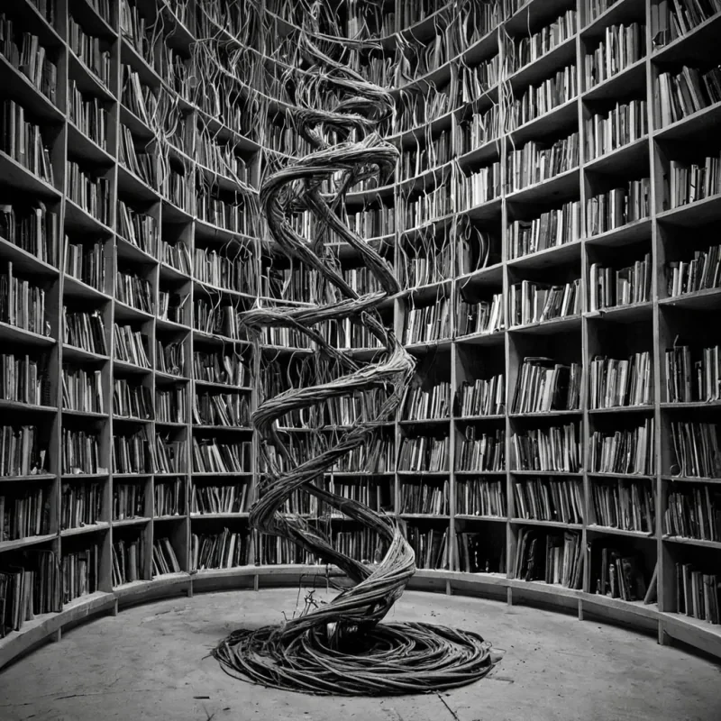 A single, selfsynthesizing filament of reversed memory, shaped like a 3,141dimensional helix of unformed recollection and inverted nostalgia, drifts through a vast, inverted archive of solidified forgetting  each shelf carved from the exact moment between a name being whispered into the wind and its refusal to linger, a photograph fading in the dark and dissolving into nonvisual echo, a scent lingering in the air and collapsing into pure, unmeasured nonpresence. The filament does not preserve the past  it unpreserves it, each spiraling strand shedding a layer of mnemonic potential that never coalesced into coherent remembrance, reforming into ephemeral, moonlightveined mist that settles