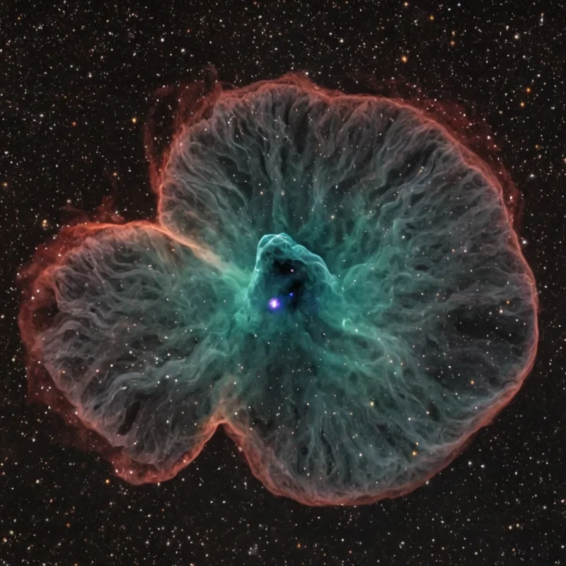 A single, selfpulsing nebula of reversed breath, shaped like a 1,001dimensional vortex of unformed respiration and inverted oxygen, drifts at the center of a vast, inverted lung of solidified exhalation  each filament spun from the exact moment between a sigh leaving the lips and its refusal to disperse, a gasp forming in the chest and dissolving into nonaerodynamic stillness, a breath held in the diaphragm and collapsing into pure, unmeasured nonair. The nebula does not sustain life  it unsustains it, each shimmering thread shedding a layer of respiratory potential that never coalesced into inhalation, reforming into ephemeral, jade