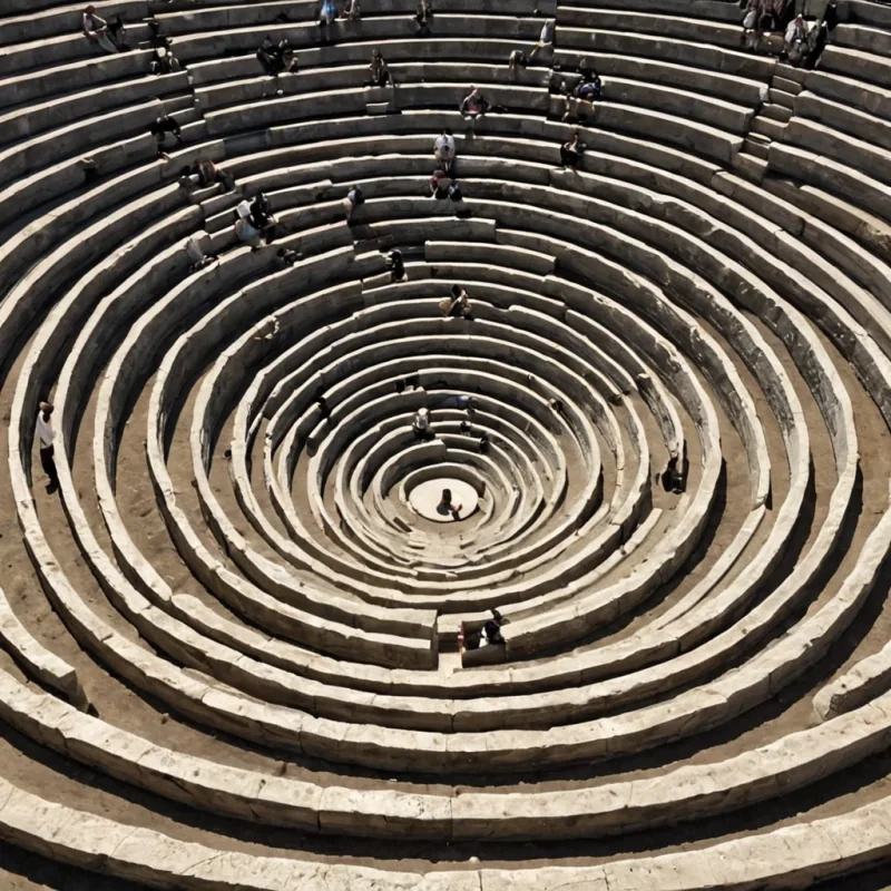 A single, selfsiphoning vortex of solidified laughter, shaped like a spiraling, nonNewtonian coil of reversed mirth, pulses at the center of a vast, inverted amphitheater constructed from the compressed, unshared moments of joy from a civilization that communicated through the duration of synchronized, silent smiling. The vortex does not amplifyit unlaughs, each rotation dissolving a layer of euphoria that never coalesced into a collective chuckle, reforming into ephemeral, citrineveined afterimages shaped like the negative space between two lips that never curved in unison during the same moment of mutual delight. The amphitheater is not architecturalit is a layered expanse of petrified amusement, each seat