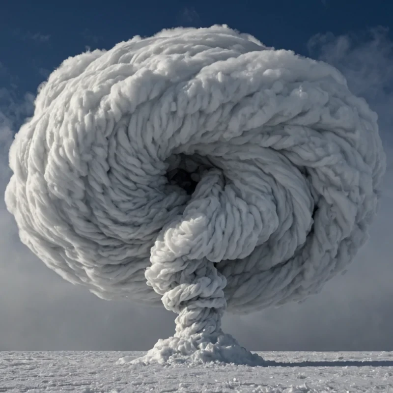 A single, selfechoing knot of reversed gravity, shaped like a 127dimensional spiral of unformed weight and inverted pull, rotates at the center of a vast, inverted sky of solidified windeach cloud frozen middissolution in the exact moment between a breath exhaled and its refusal to rise, a leaf falling and its sudden suspension midair, a whisper carried and its silent collapse into stillness. The knot does not attractit unattracts, each trembling filament shedding a layer of gravitational potential that never coalesced into a shared descent, reforming into ephemeral, onyxthreaded afterimages shaped like the negative space between two feet that never touched the ground, suspended in the breath of a world that