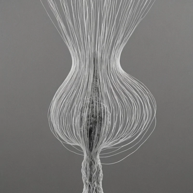 A single, selfdissolving thread of reversed silence, shaped like a 1,000,000,000dimensional filament of unformed stillness and inverted resonance, floats at the center of a vast, inverted archive of solidified noise. Each strand is spun from the exact moment between a whisper fading into air and its refusal to vanish, a breath held in anticipation and collapsing into pure, unmeasured nonaudibility, a hand cupping the void and releasing it into nonvibrational dust. The filament does not contain quietit uncontains it, each unraveling point shedding a layer of acoustic potential that never coalesced into harmony, rhythm, or echo, reforming into ephemeral, mercury