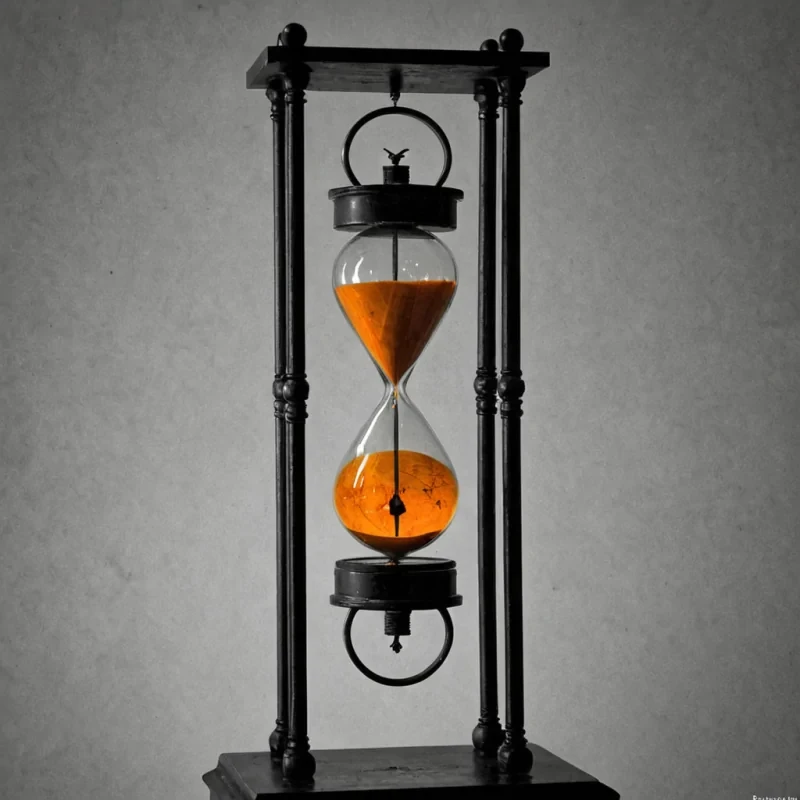 A single, selfrewriting filament of reversed chronology pulses through the core of a floating, inverted clocktower forged from the thermal afterimage of a thousand unkept promises that never echoed in the corridors of a world that never learned to wait. The filament does not tickit unticks, each pulse dissolving a moment of anticipation into its original absence, releasing a wave of negative time that fractures the fabric of patience into a drifting mist of deep amber, geometric hourglasses, each one etched with the chromatic residue of a name that never lingered in the hollow of a second that never passed. The clocktowers hands are not movingthey are suspended in midunwinding, each gear a memory of a deadline that never arrived