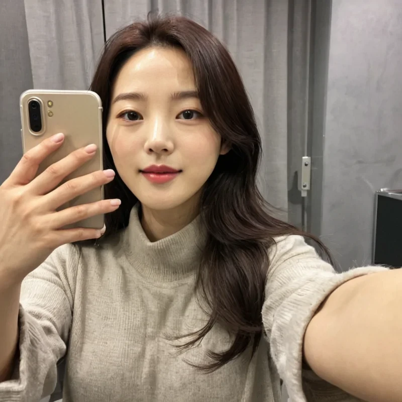 Korean drama actress Son YeJin taking a selfie for her fans