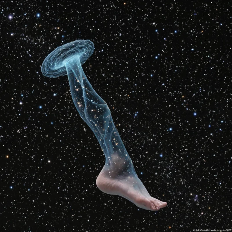 A single, selffragmenting constellation of reversed gravity, shaped like a 7,103dimensional helix of unformed weight and inverted mass, drifts through a vast, inverted nebula of solidified levitationeach star carved from the exact moment between a foot lifting and its refusal to descend, a body floating and dissolving into nonphysical suspension, a breath held and collapsing into pure, unmeasured buoyancy. The helix does not orbitit unorbits, each spiraling node shedding a layer of gravitational potential that never coalesced into tangible pull, reforming into ephemeral, obsidianthreaded afterimages shaped like the negative space between two feet that never touched the ground in a dream of falling
