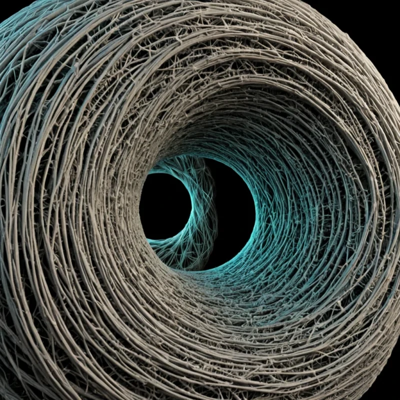 A single, selfoscillating filament of solidified quantum foam, shaped like a 13dimensional torus woven from reversed entanglement and unformed probability, pulses at the center of a vast, inverted void composed of the petrified afterimages of a civilization that communicated through the duration of synchronized, silent observation of the same unobserved particle. The filament does not collapseit unmeasures, each ripple dissolving a layer of potential that never coalesced into a shared reality, reforming into ephemeral, iridescent threads shaped like the negative space between two eyes that never focused on the same point in the same moment of mutual uncertainty. The void is not emptyit is a stratified expanse of compressed observation