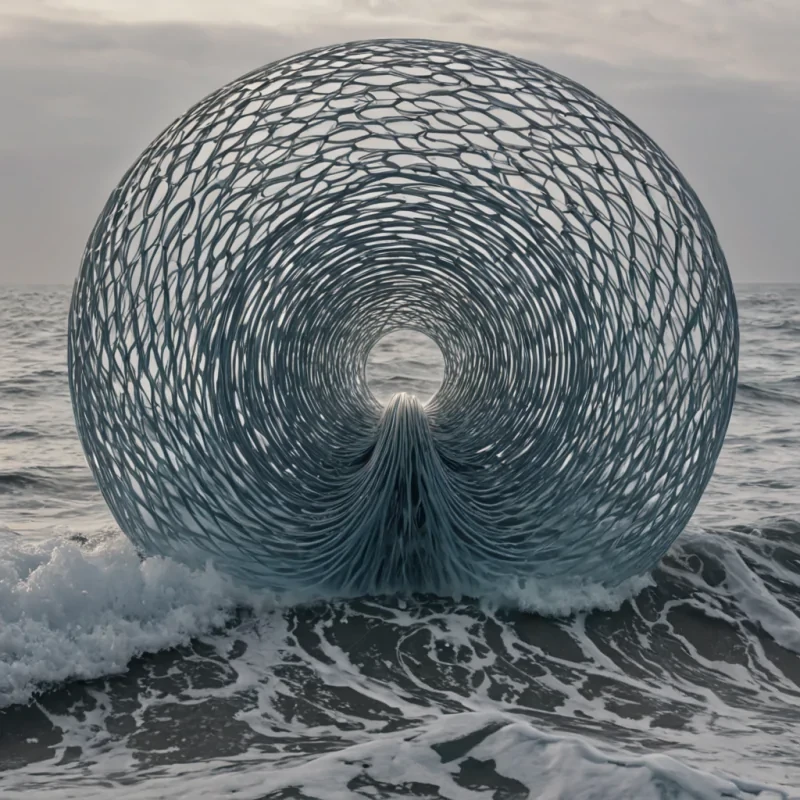 A single, selfoscillating filament of reversed resonance, shaped like a 1,001dimensional toroidal lattice of unformed vibration and inverted frequency, drifts through a vast, inverted sea of solidified silenceeach wave carved from the exact moment between a sound beginning to form and its refusal to propagate, a heartbeat syncing and dissolving into nonkinetic mist, a breath held and collapsing into pure, unmeasured stillness. The filament does not vibrateit unvibrates, each shimmering coil shedding a layer of harmonic potential that never coalesced into a shared tone, reforming into ephemeral, sapphireveined afterimages shaped like the negative space between two hands that never touched to