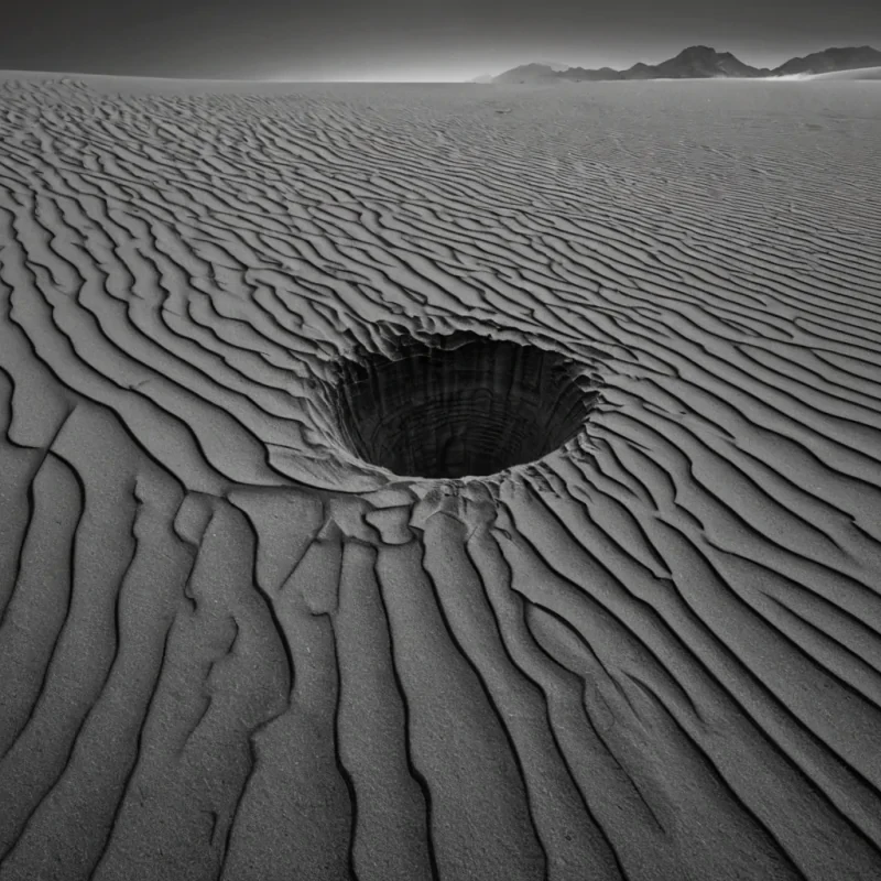 A single, selferoding filament of solidified breath weaves through the core of a floating, inverted desert of petrified silence, its structure not sand or dune but forged from the thermal afterimage of a thousand unspoken words that never escaped the lips of a world that never learned to speak. The filament does not exhaleit unbreathes, each pulse dissolving a moment of air into its original vacuum, releasing a wave of zeroentropy stillness that fractures the fabric of language into a drifting mist of obsidian, geometric syllables, each one etched with the chromatic echo of a name that never echoed across the wind of a valley that never held a voice. The deserts dunes are not shaped