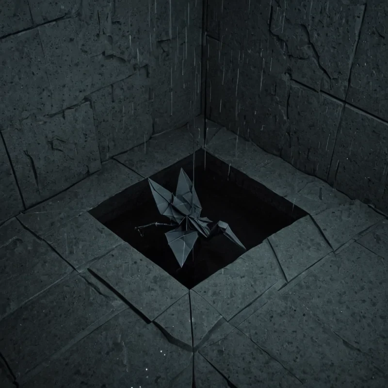 A single, obsidianblack key shaped like a folded origami crane floats suspended in the center of a vast, still chamber lined with walls of solidified breath, its surface not smooth but etched with a network of microfractures that pulse with faint, bioluminescent light in the rhythm of a forgotten lullaby. The key does not unlock anythingit remembers. Each groove and crevice is a memory not of a place, but of a feeling the weight of a hand on your shoulder during a silent moment of understanding, the taste of rain on skin before a storm, the warmth of a blanket that was never yours but felt like home. Around it, the chambers floor is not stone, but