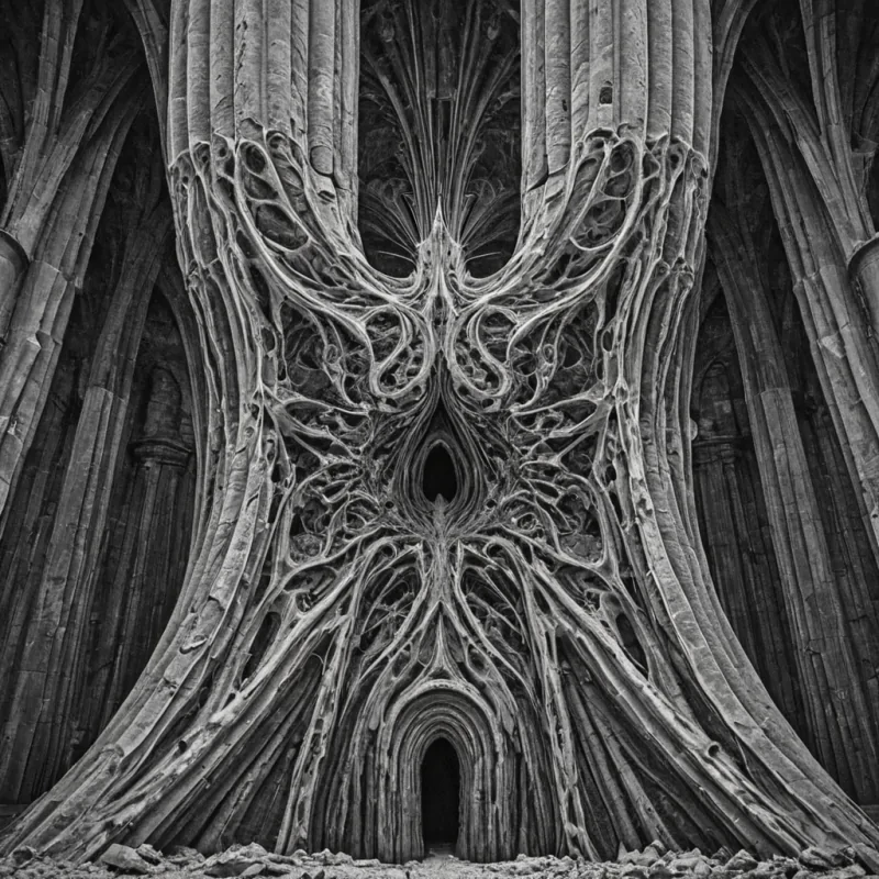 A single, selfsiphoning vortex of inverted resonance, shaped like a 7dimensional fractal bloom of unformed silence and reversed frequency, hovers at the center of a vast, inverted cathedral of petrified breatheach pillar carved from the fossilized moment between inhalation and exhalation in a civilization that measured presence not by sound, but by the duration of synchronized, breathless suspension held just before the first breath was ever permitted to disturb the air. The vortex does not suckit unbreathes, each spiraling layer shedding a fragment of respiratory potential that never coalesced into a shared pulse, reforming into ephemeral, opalveined afterimages shaped like the negative space between two lungs that never