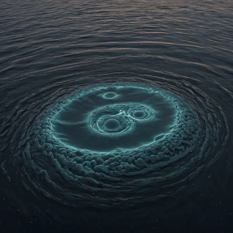 A single, floating island of solidified laughter and compressed moonlight drifts in the center of a vast, inverted sea made entirely of liquid silence, its surface not reflective but resonant, each ripple forming the shape of a joke told in reverse time. The island does not floatit breathes, expanding and contracting with the rhythm of a forgotten lullaby, its edges glowing faintly with the thermal afterimage of a smile that lasted only a nanosecond. The sea beneath is not waterit is a thick, viscous layer of solidified breath, its surface cracked in perfect fractal patterns that mirror the frequency of a heartbeat that never occurred. Above, the sky is not skyit is a mirror of inverted auroras,