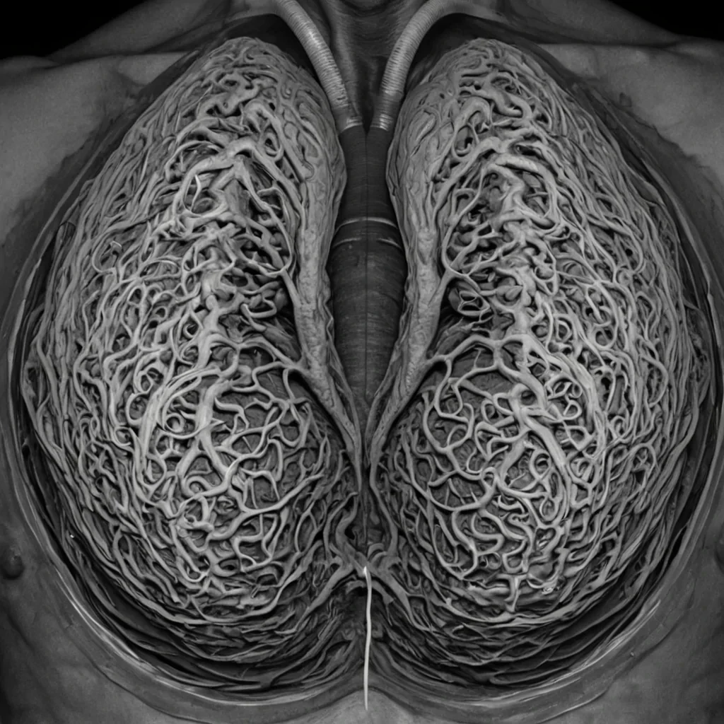A single, selfentangling loop of reversed breath, shaped like a 379dimensional knot of unformed respiration and inverted oxygen, coils at the center of a vast, inverted lung of solidified aireach alveolus carved from the exact moment between a gasp forming and its refusal to expand, a sigh escaping and dissolving into nonaerated void, a heartbeat syncing with the collapse of atmospheric pressure. The loop does not breatheit unbreathes, each trembling twist shedding a layer of pulmonary potential that never coalesced into a shared inhalation, reforming into ephemeral, sapphirethreaded afterimages shaped like the negative space between two ribcages that never expanded in unison.