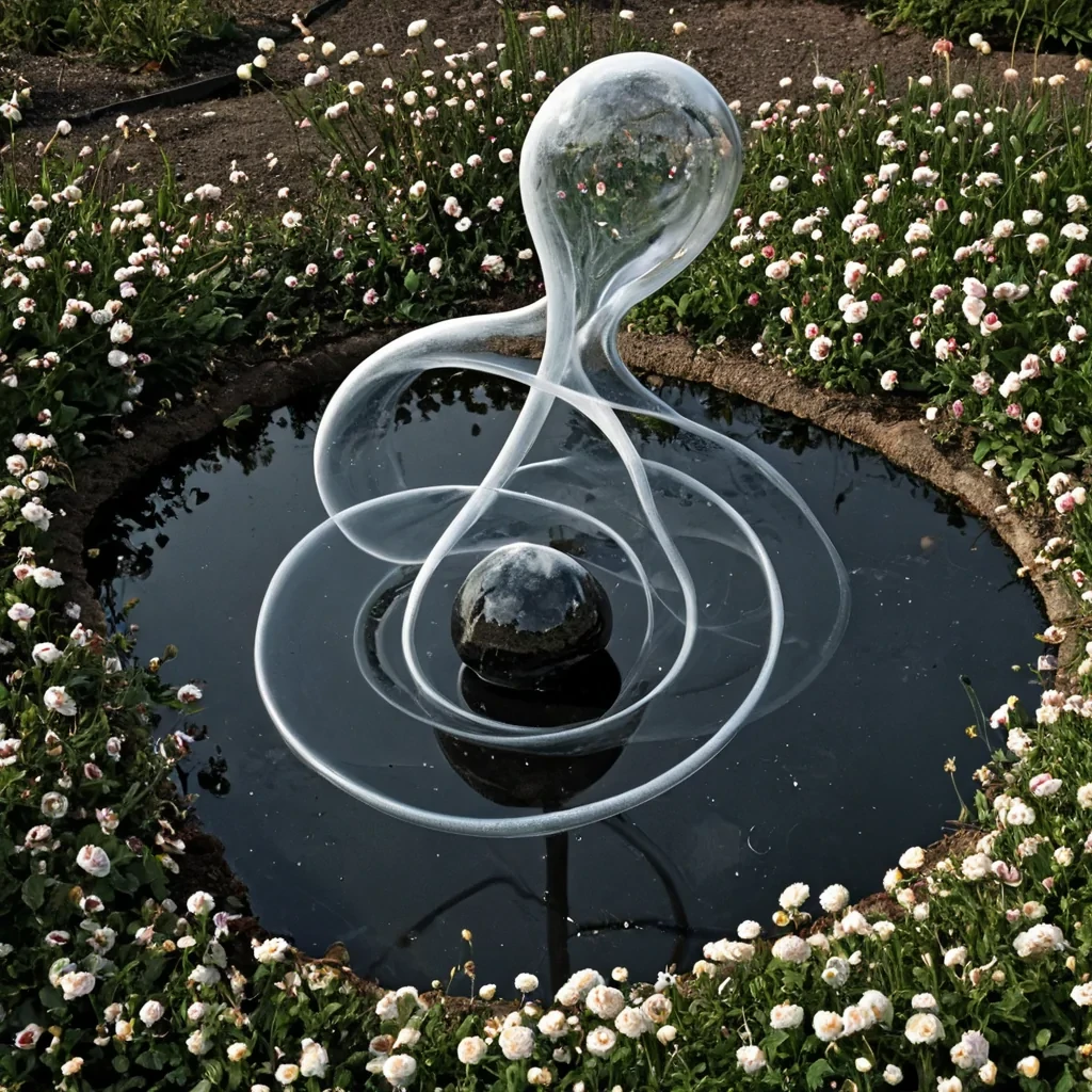 A single, selfsiphoning knot of liquid shadow, shaped like a 7dimensional Klein bottle of inverted absence and unformed void, pulses with faint, subsonic resonance at the center of a vast, inverted garden of petrified silenceeach flower sculpted from the frozen stillness of a civilization that measured beauty not by color, but by the duration of synchronized, breathless gazes held just before the first petal was ever allowed to unfurl in a world where growth was forbidden. The knot does not absorbit unabsorbs, each contraction shedding a layer of aesthetic potential that never coalesced into a shared bloom, reforming into ephemeral, obsidianveined afterimages shaped like the negative space between