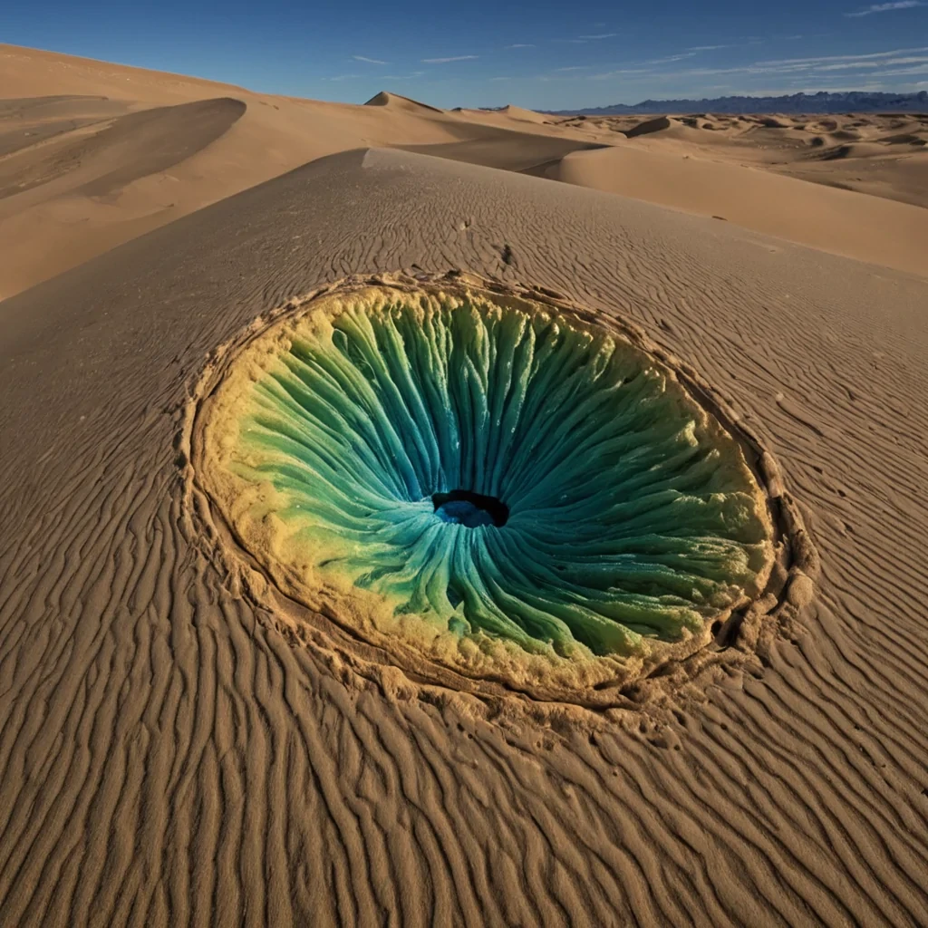 A single, selfsustaining aurora of compressed silence blooms in the center of a floating, inverted desert of crystallized wind, its tendrils not gaseous but woven from the thermal residue of a sigh carried across a dune that never formed. The aurora does not driftit solidifies with each pulse, drawing the kinetic energy of a thousand unspoken breaths into its core, condensing into a dense, obsidian geode that pulses with the subsonic resonance of a whisper that never reached an ear. The deserts dunes are not sandthey are layered strata of petrified air currents, each ripple etched with the chromatic afterimage of a wind that never turned into a storm. Above, the