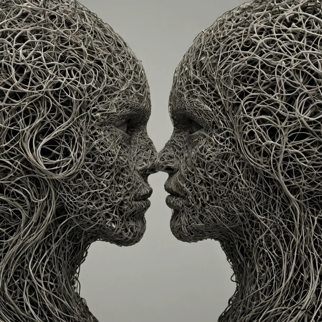 A single, selfrewriting filament of solidified paradox, shaped like a spiraling, noncausal tangle of reversed logic threads, pulses at the center of a vast, suspended archive of unasked questions floating in the event horizon between two silent, mirrored minds. The filament does not reasonit unthinks, each twist unraveling a layer of inquiry that never coalesced into meaning, reforming into ephemeral, fractalized silhouettes shaped like the negative space between two eyes that never met in the same moment of mutual curiosity. The archive is not epistemologicalit is a layered expanse of petrified wonder, each shelf etched with the cognitive residue of a question that was almost formed, its surface