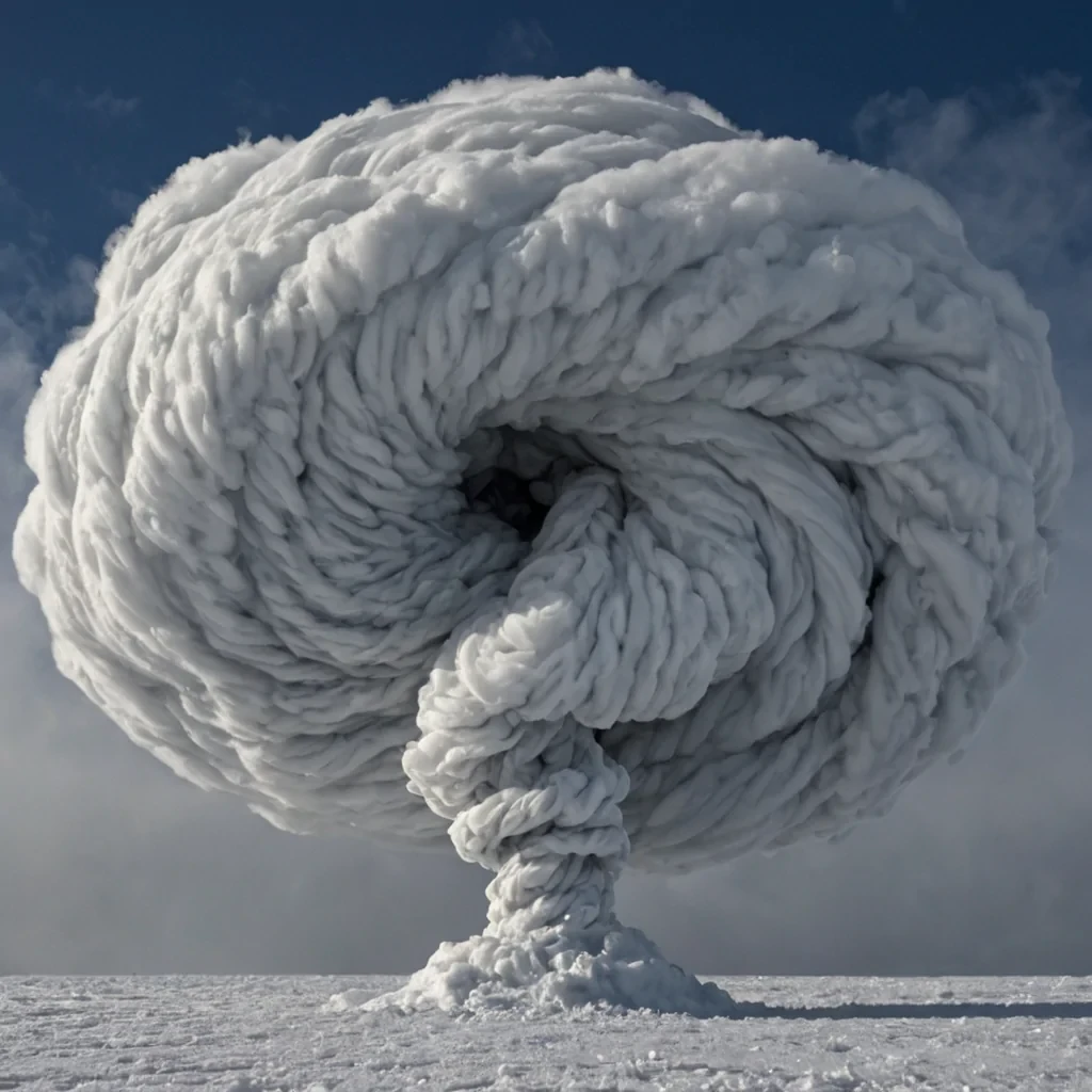 A single, selfechoing knot of reversed gravity, shaped like a 127dimensional spiral of unformed weight and inverted pull, rotates at the center of a vast, inverted sky of solidified windeach cloud frozen middissolution in the exact moment between a breath exhaled and its refusal to rise, a leaf falling and its sudden suspension midair, a whisper carried and its silent collapse into stillness. The knot does not attractit unattracts, each trembling filament shedding a layer of gravitational potential that never coalesced into a shared descent, reforming into ephemeral, onyxthreaded afterimages shaped like the negative space between two feet that never touched the ground, suspended in the breath of a world that