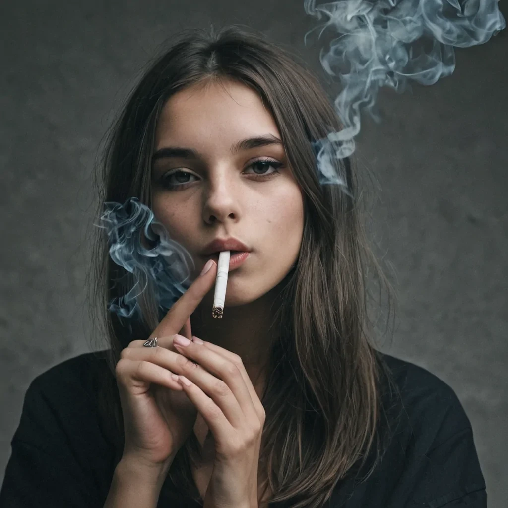 young girl smoking