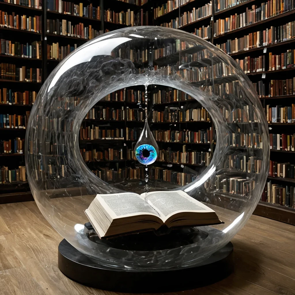 A single, selfresonating filament of inverted time loops through the center of a floating, inverted library of liquid glass suspended in the vacuum between two black holes, its structure not made of books or shelves but forged from the solidified echoes of a thousand unrecorded dreams that never woke up. The filament does not pulseit unfolds in reverse, each contraction releasing a wave of zeroentropy silence that dissolves the fabric of memory into a mist of crystalline thoughtfragments, each one glowing with the chromatic afterimage of a decision that never had to be made. The librarys aisles are not linearthey spiral inward like the wake of a forgotten sigh, their surfaces etched with the thermal residue of a