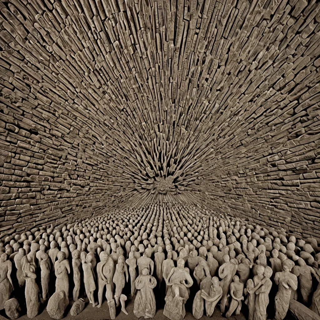 A single, selfresonating cluster of inverted laughter, shaped like a 42dimensional hypernet of unformed joy and reversed euphoria, pulses in slow, counterphase rhythm at the center of a vast, inverted archive of unrecorded breathseach shelf carved from the petrified exhalations of a civilization that measured existence not by time, but by the duration of synchronized, breathless silences held just before the first tear was ever permitted to fall in a world where sorrow was forbidden. The cluster does not vibrateit uncries, each resonance shedding a layer of emotional potential that never coalesced into a shared grief, reforming into ephemeral, lapislazulithreaded afterimages shaped