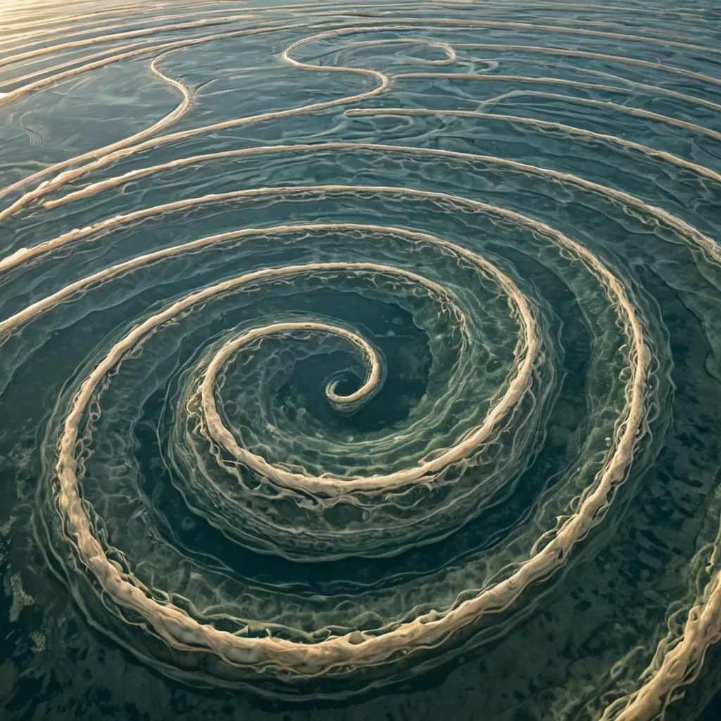 A single, selfoscillating filament of solidified breath, shaped like a spiraling, nonEuclidean ribbon of reversed thermodynamic equilibrium, hovers at the center of a vast, inverted lagoon composed of compressed, unshared dreams from a civilization that communicated through the duration of synchronized, silent dreaming of the same unattainable sunrise. The filament does not exhaleit undreams, each resonance dissolving a layer of potential that never coalesced into a shared awakening, reforming into ephemeral, opalveined afterimages shaped like the negative space between two eyelids that never opened to the same dawn in the same moment of mutual suspension. The lagoon is not liquidit is a stratified ex