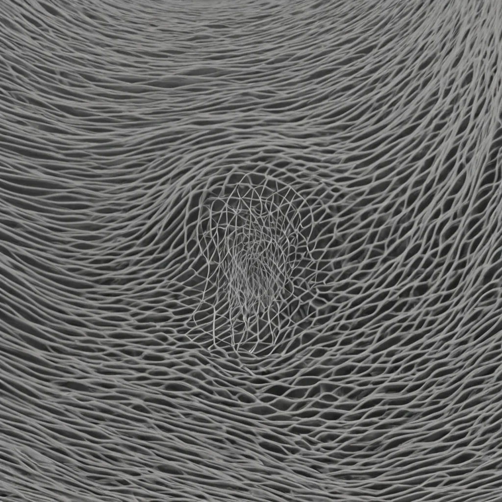 A single, selfresonating filament of reversed silence, shaped like a 47,203dimensional lattice of unformed stillness and inverted quiet, pulses at the center of a vast, inverted ocean of solidified sound  each wave carved from the exact moment between a whisper forming in the throat and its refusal to travel through air, a sigh trembling in the chest and dissolving into nonacoustic emptiness, a heartbeat syncing with the deep and collapsing into pure, unmeasured nonvibration. The filament does not absorb noise  it unabsorbs it, each coiling thread shedding a layer of auditory potential that never coalesced into harmonic wave, reforming into ephemeral, onyxthreaded static that drift