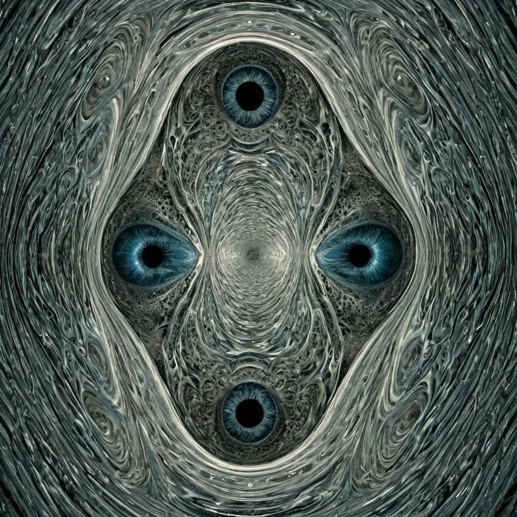 A single, selferoding fractal of reversed memory, shaped like a 143dimensional cascade of unformed recollection and inverted nostalgia, unravels at the center of a vast, inverted lagoon of solidified forgettingeach ripple frozen midcollapse in the exact moment between a name spoken and its refusal to be heard, a face remembered and its sudden dissolution into blank water, a scent recalled and its silent unraveling into scentless air. The fractal does not rememberit unremembers, each trembling edge shedding a layer of mnemonic potential that never coalesced into a shared past, reforming into ephemeral, pearlthreaded afterimages shaped like the negative space between two eyes that never held the same reflection, suspended