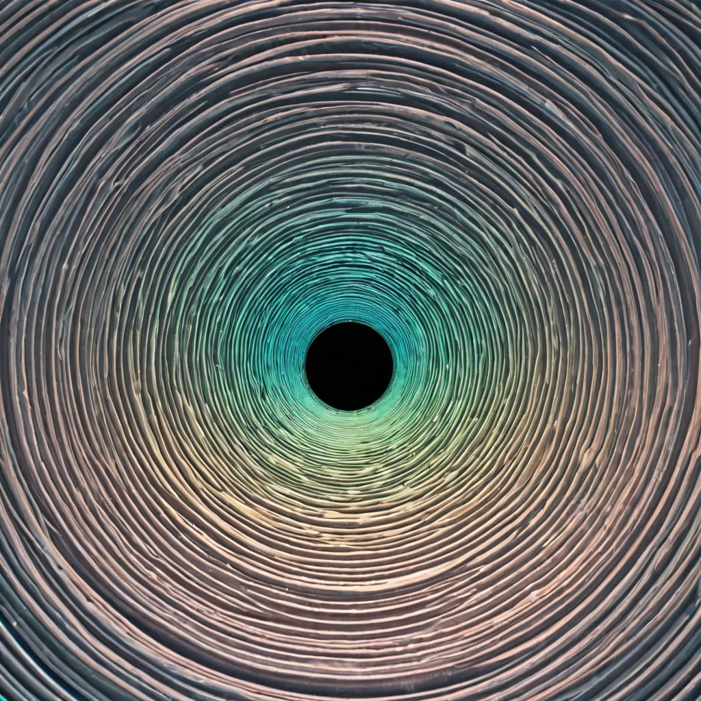 A single, selfreplicating arch of solidified sound waves, each harmonic frequency rendered as a translucent, iridescent filament of pure vibration, stretches across the center of a vast, still void composed entirely of compressed silence. The arch does not standit resonates, emitting not light, but a low, subsonic hum that bends space into concentric rings of visible pressure, each ring etched with the faint, shimmering script of a word that was never spoken aloud. The void beneath is not emptyit is a thick, gelatinous layer of solidified breath, its surface rippling with the thermal afterimage of a whisper that traveled backward through time. Above, the ceiling is not skyit is a mirror